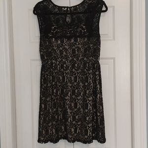 Black lace dress with nude underlay
